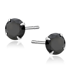 Cercei argint cu pietre negre 7 mm DiAmanti 1CO7ER_B-DIA (Argint 925‰ 1,3 g.)